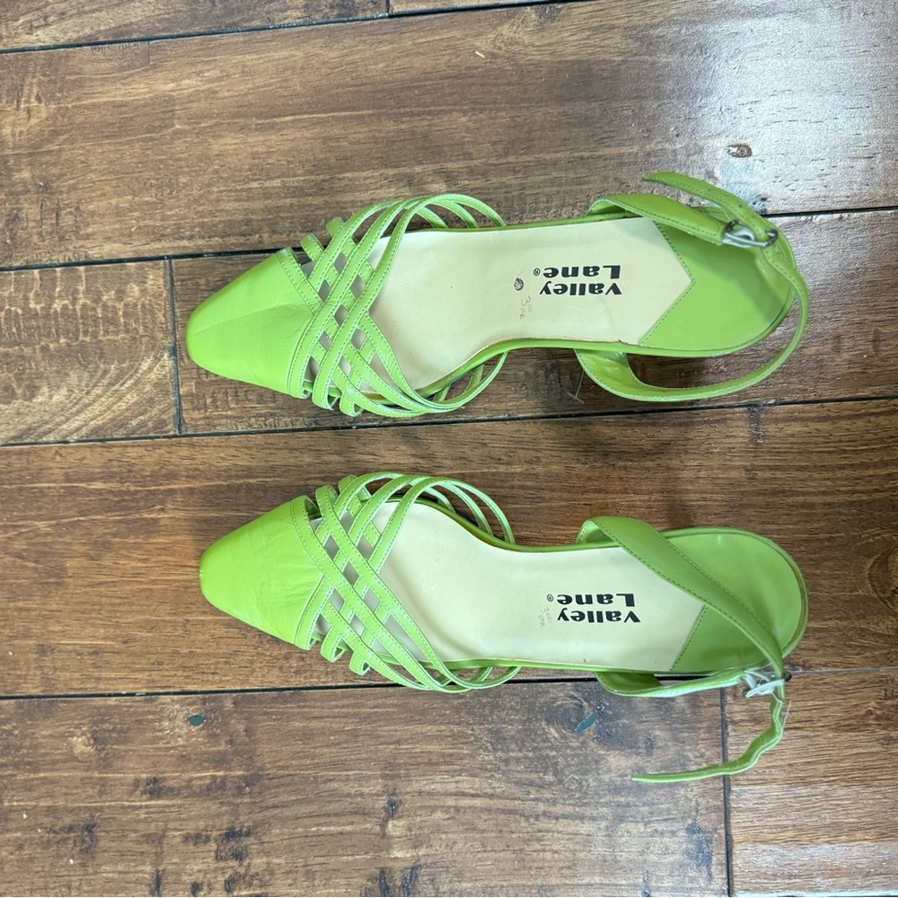 Vintage Green Kitten Heel Sandals